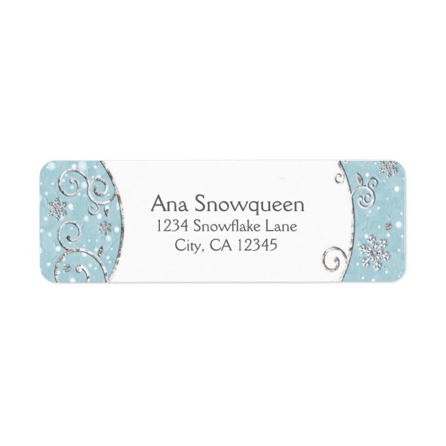 Winter Wonderland Snowflake Swirl Address Label (Front)