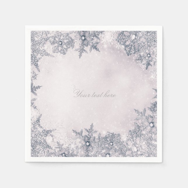 Winter Wonderland Snowflakes Blue White Elegant Napkin (Front)
