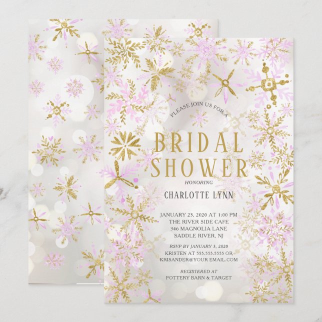 Winter Wonderland Snowflakes Bridal Shower Invitation (Front/Back)