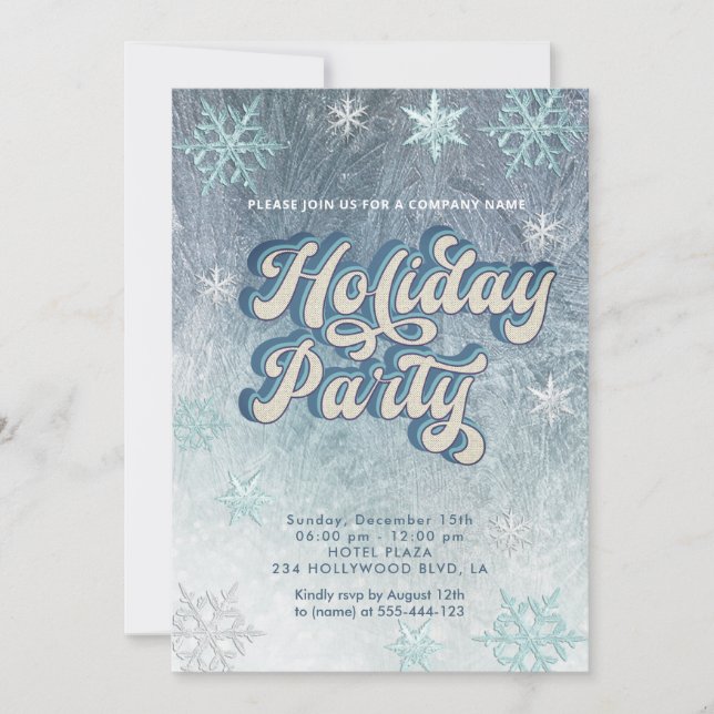 Winter wonderland snowflakes company party invitation (Front)