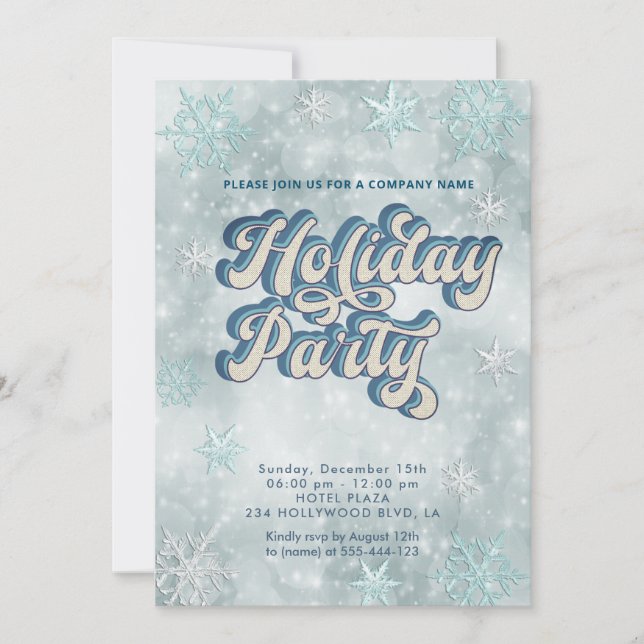 Winter wonderland snowflakes company party invitation (Front)