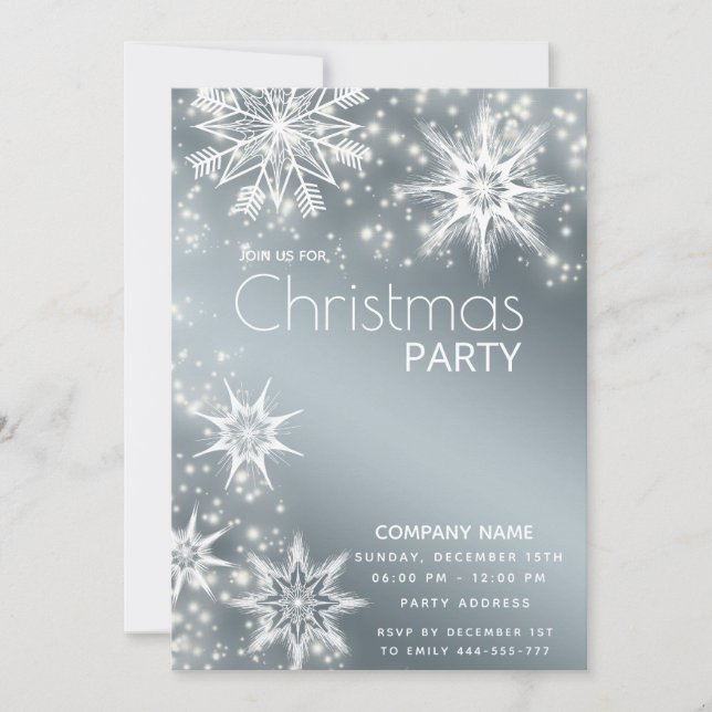 Winter wonderland snowflakes corporate Christmas  Invitation (Front)