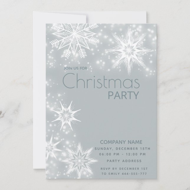 Winter wonderland snowflakes corporate Christmas  Invitation (Front)