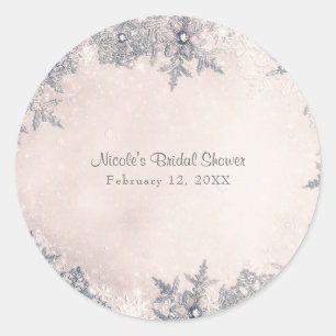 Winter Wonderland Snowflakes Creamy White Elegant Classic Round Sticker