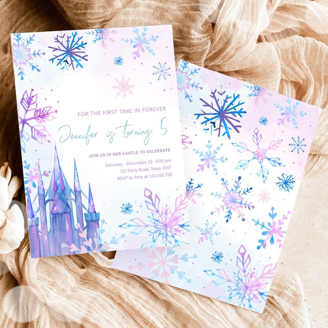 Winter Wonderland Snowflakes Girl Snow Birthday Invitation (Creator Uploaded)