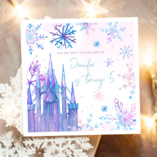Winter Wonderland Snowflakes Girl Snow Birthday Napkin
