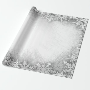 Winter Wonderland,Snowflakes Grey Holiday Wrapping Paper