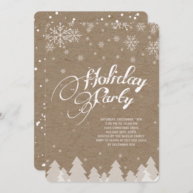 Winter Wonderland Snowflakes Holiday Party Invite (Front/Back)
