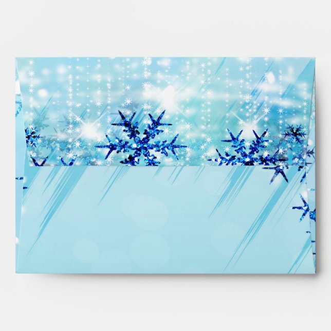Winter Wonderland Snowflakes Party Invite Envelope (Back (Top Flap))