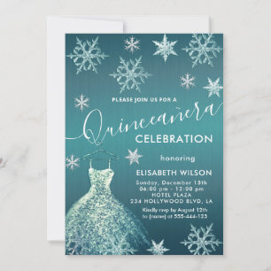 Winter wonderland snowflakes Quinceañera Invitation