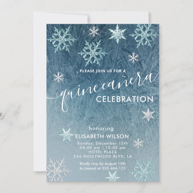 Winter wonderland snowflakes  Quinceañera  Invitation (Front)