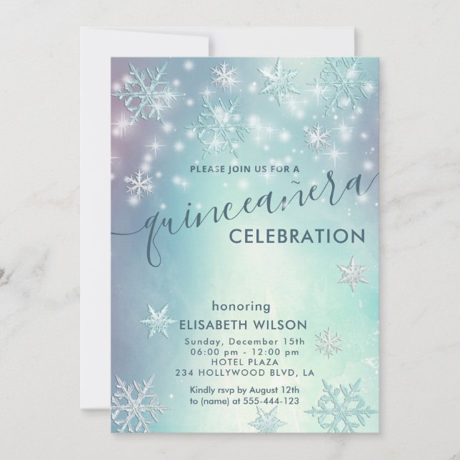 Winter wonderland snowflakes  Quinceañera Invitation (Front)