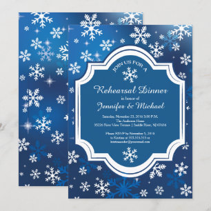 Winter Wonderland Snowflakes Rehearsal Dinner Invitation
