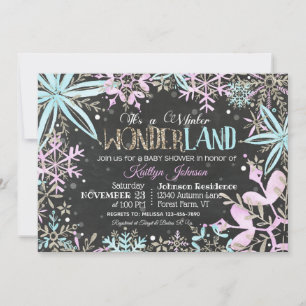 Winter Wonderland Snowflakes Sparkle Baby Shower Invitation
