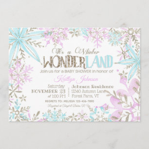 Winter Wonderland Snowflakes Sparkle Baby Shower Invitation