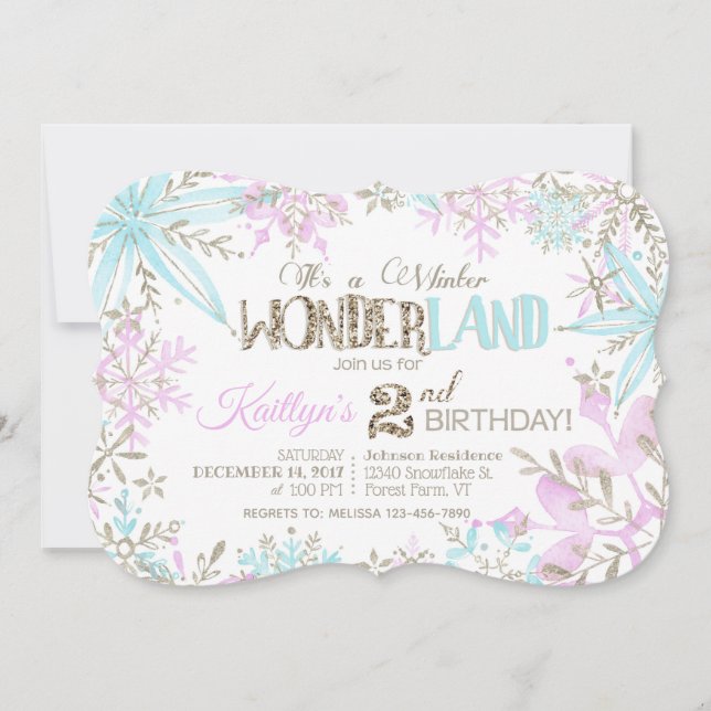 Winter Wonderland Snowflakes Sparkle Birthday Holiday Card (Front)