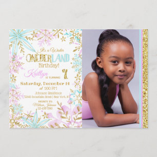 Winter Wonderland Snowflakes Sparkle Birthday Invitation