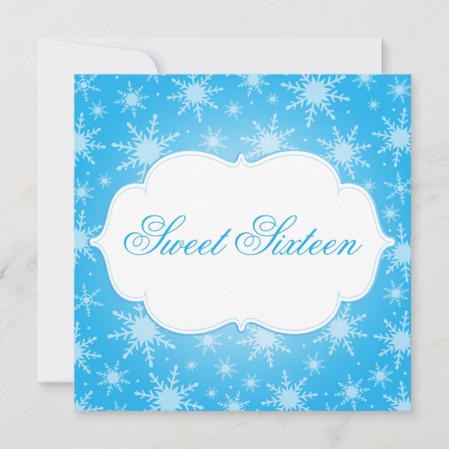 Winter Wonderland Snowflakes Sweet 16 Birthday Invitation (Front)