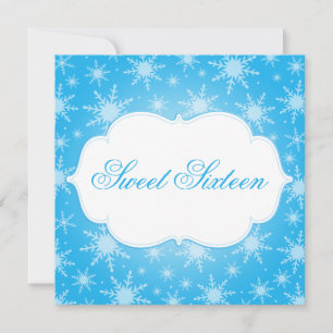 Winter Wonderland Snowflakes Sweet 16 Birthday Invitation