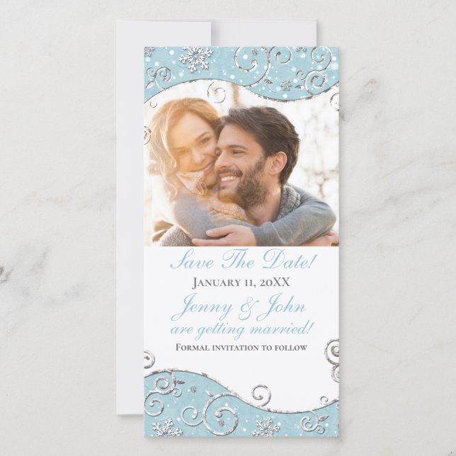 Winter Wonderland Snowflakes Swirl Photo Card (Front)