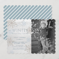 Winter Wonderland Snowflakke Blue Photo Birthday