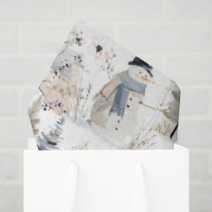 Winter Wonderland Snowman and Bird Pattern    Tissue Paper