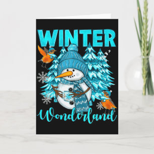 Winter Wonderland Snowman And Snowflakes Cozy Wint Card