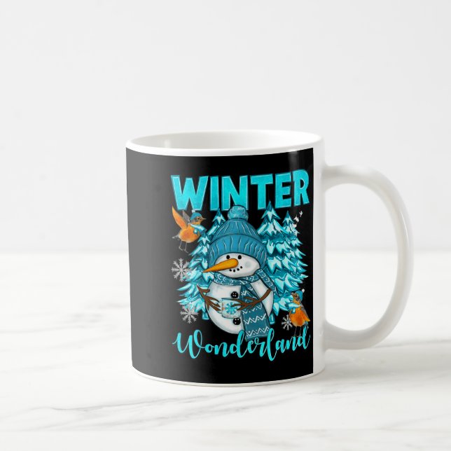 Winter Wonderland Snowman And Snowflakes Cozy Wint Coffee Mug (Right)