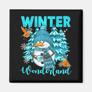 Winter Wonderland Snowman And Snowflakes Cozy Wint Magnet