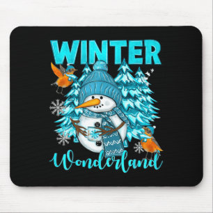 Winter Wonderland Snowman And Snowflakes Cozy Wint Mouse Mat