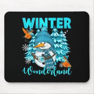 Winter Wonderland Snowman And Snowflakes Cozy Wint Mouse Mat