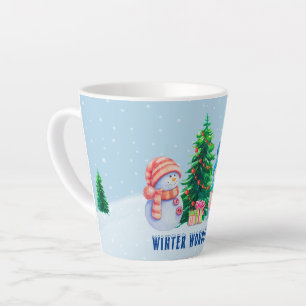 Winter Wonderland Snowman Couple Latte Mug