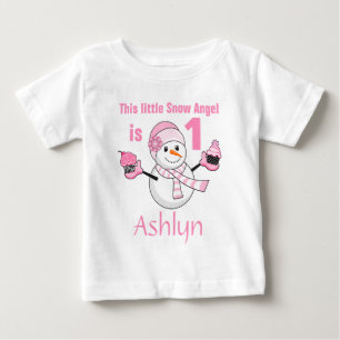Winter Wonderland Snowman Cupcakes First Birthday Baby T-Shirt