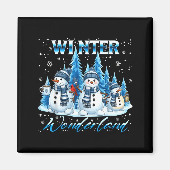 Winter Wonderland Snowman Family Snowflake Cozy Wi Magnet (Front)