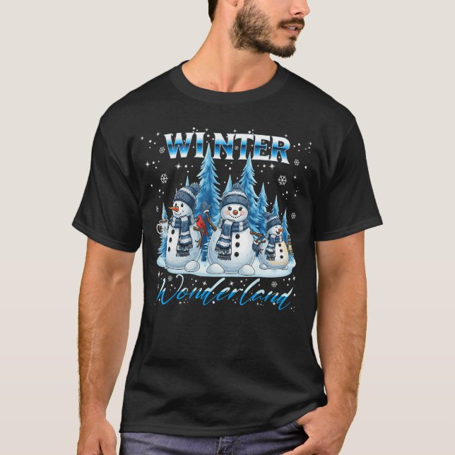 Winter Wonderland Snowman Family Snowflake Cozy Wi T-Shirt (Front)