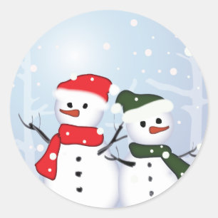 Winter Wonderland Snowman Our First Christmas Classic Round Sticker