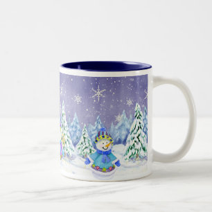 Winter Wonderland Snowman Pine Trees Coffee Cup