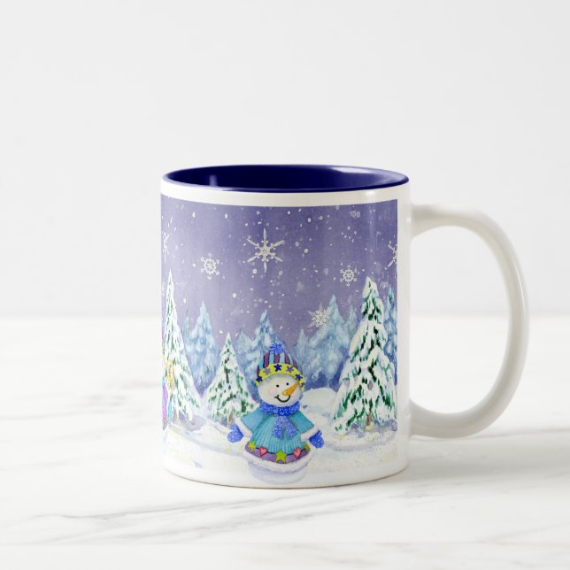 Winter Wonderland Snowman Pine Trees Coffee Cup (Right)