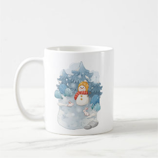 Winter Wonderland Snowman & Rabbits Mug
