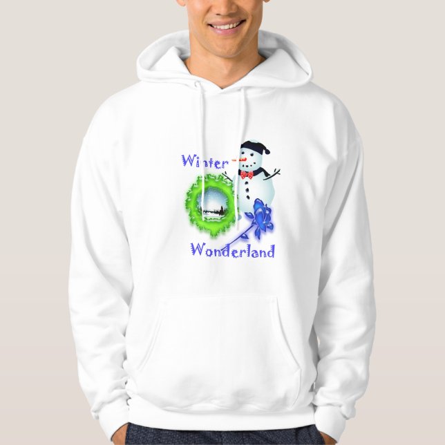 winter wonderland,snowman,rose hoodie (Front)