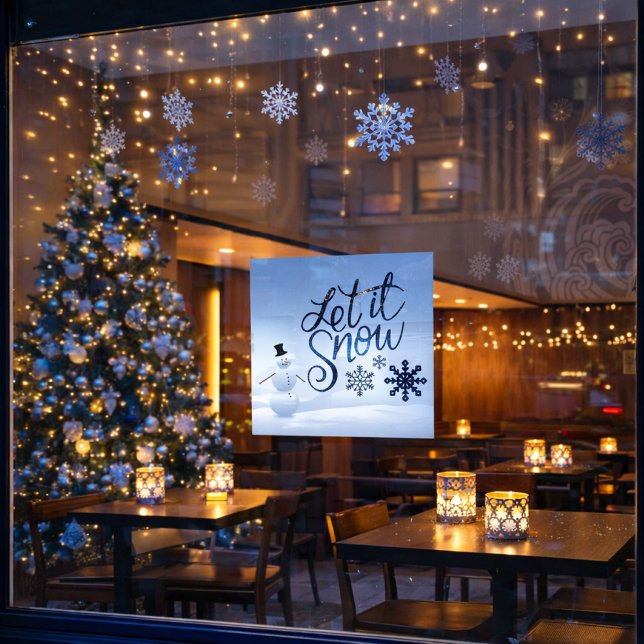 Winter Wonderland Snowman Window Cling (Add cozy winter "let it snow" to your window decor. Shown in a large size, smaller sizes available )