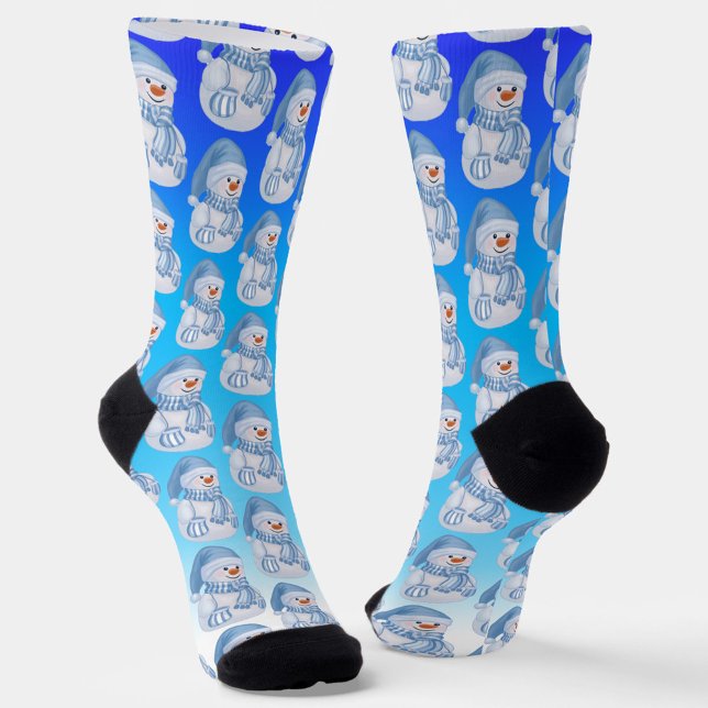 Winter Wonderland Snowman With Blue Hat and Scarf Socks (Creator Uploaded)
