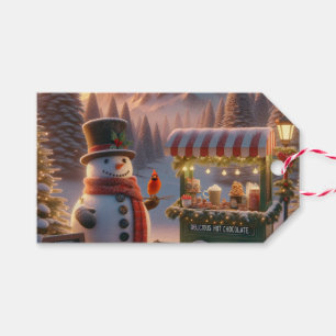 Winter Wonderland Snowman's Hot Chocolate Cart Gift Tags