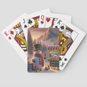 Winter Wonderland Snowman's Hot Chocolate Cart Playing Cards