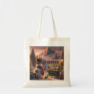 Winter Wonderland Snowman's Hot Chocolate Cart Tote Bag