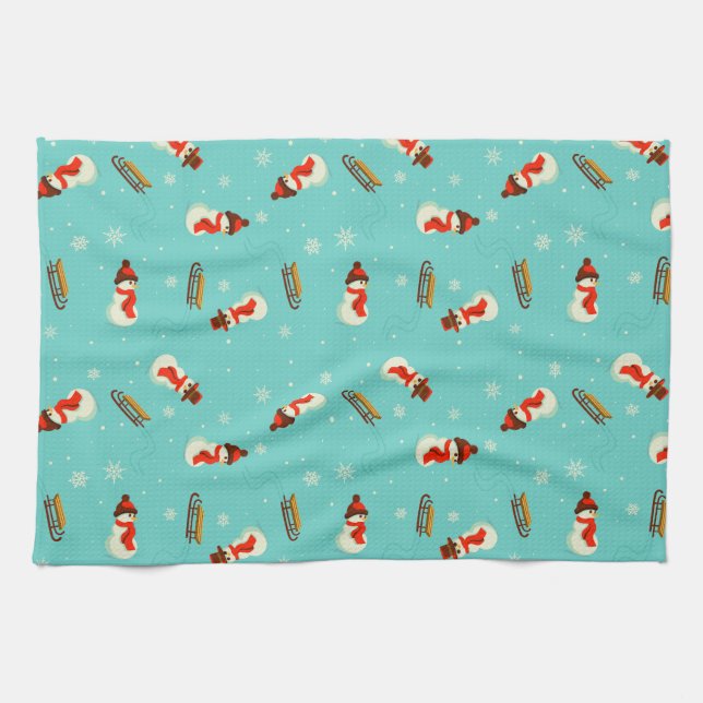 Winter Wonderland Snowmen Tea Towel (Horizontal)