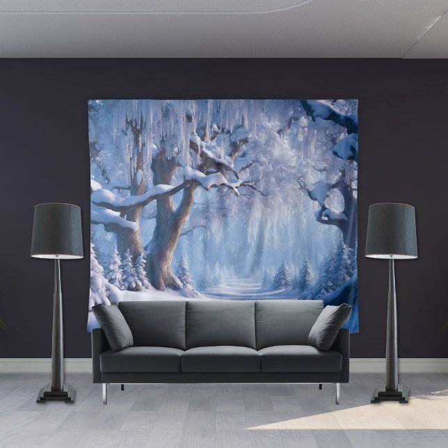 Winter Wonderland Snowy Forest Backdrop Tapestry (Creator Uploaded)
