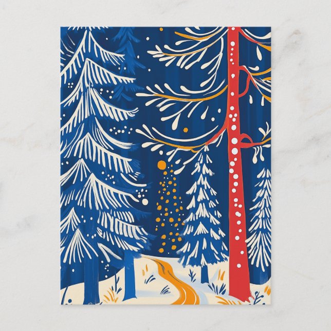 Winter Wonderland, Snowy Forest, Holiday folk art (Front)