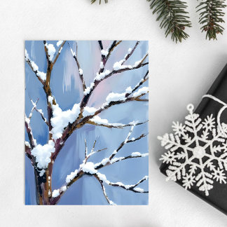 Winter Wonderland Snowy Tree Branches Painted Holiday Card