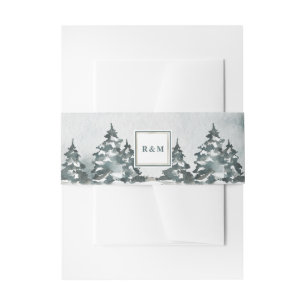 Winter Wonderland   Snowy Trees Invitation Belly Band